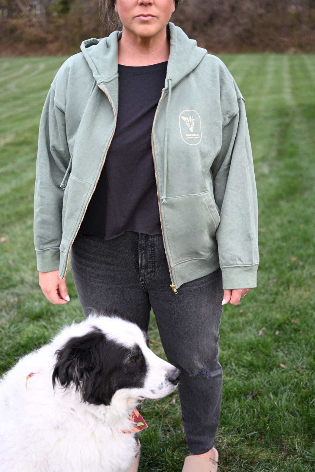 Oversized Full-Zip Green Hoodie